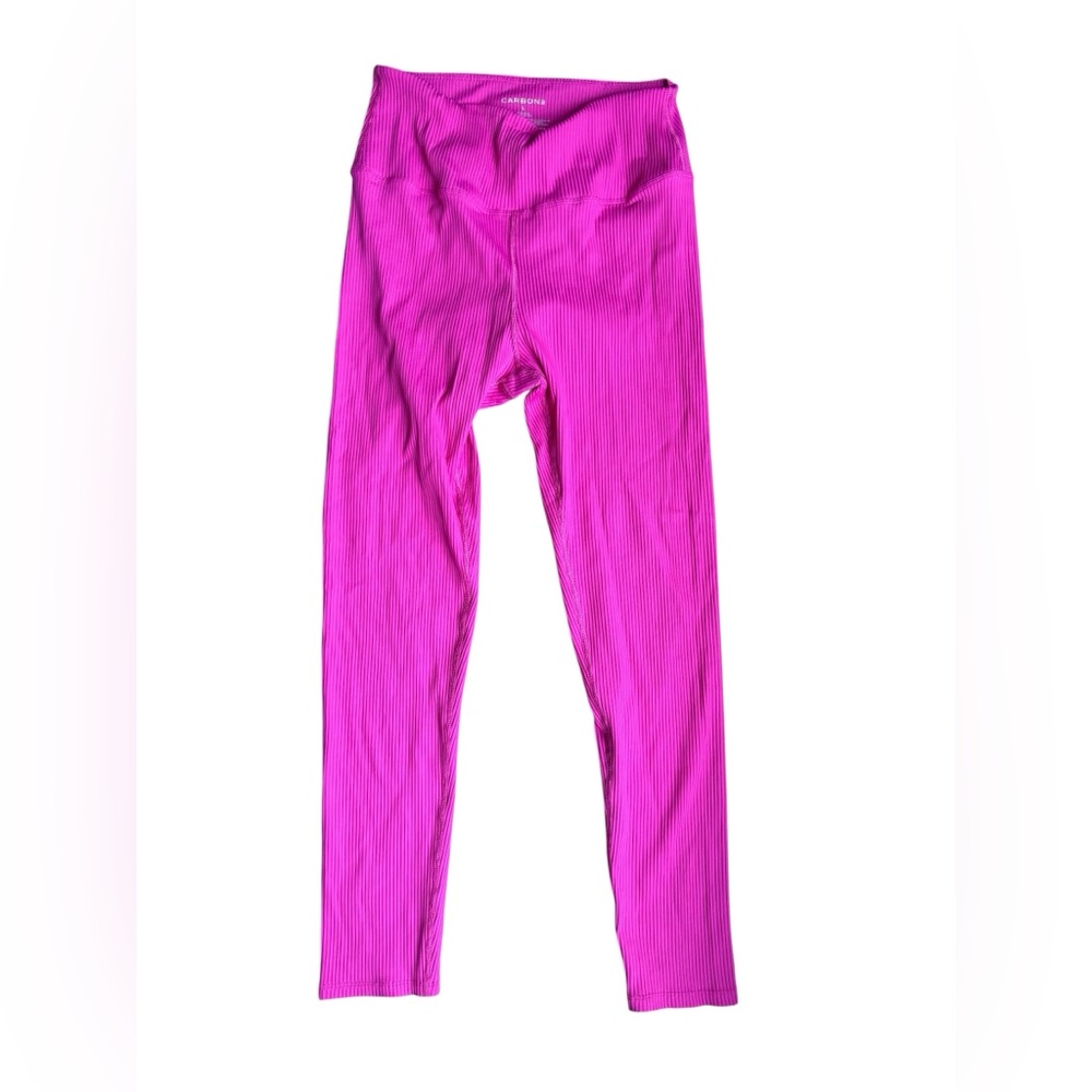 Carbon38 Hot Pink Ribbed Leggings High Rise Seamless Yoga Pants Barbiecore L